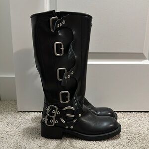 Black Miu Miu Buckle Boots